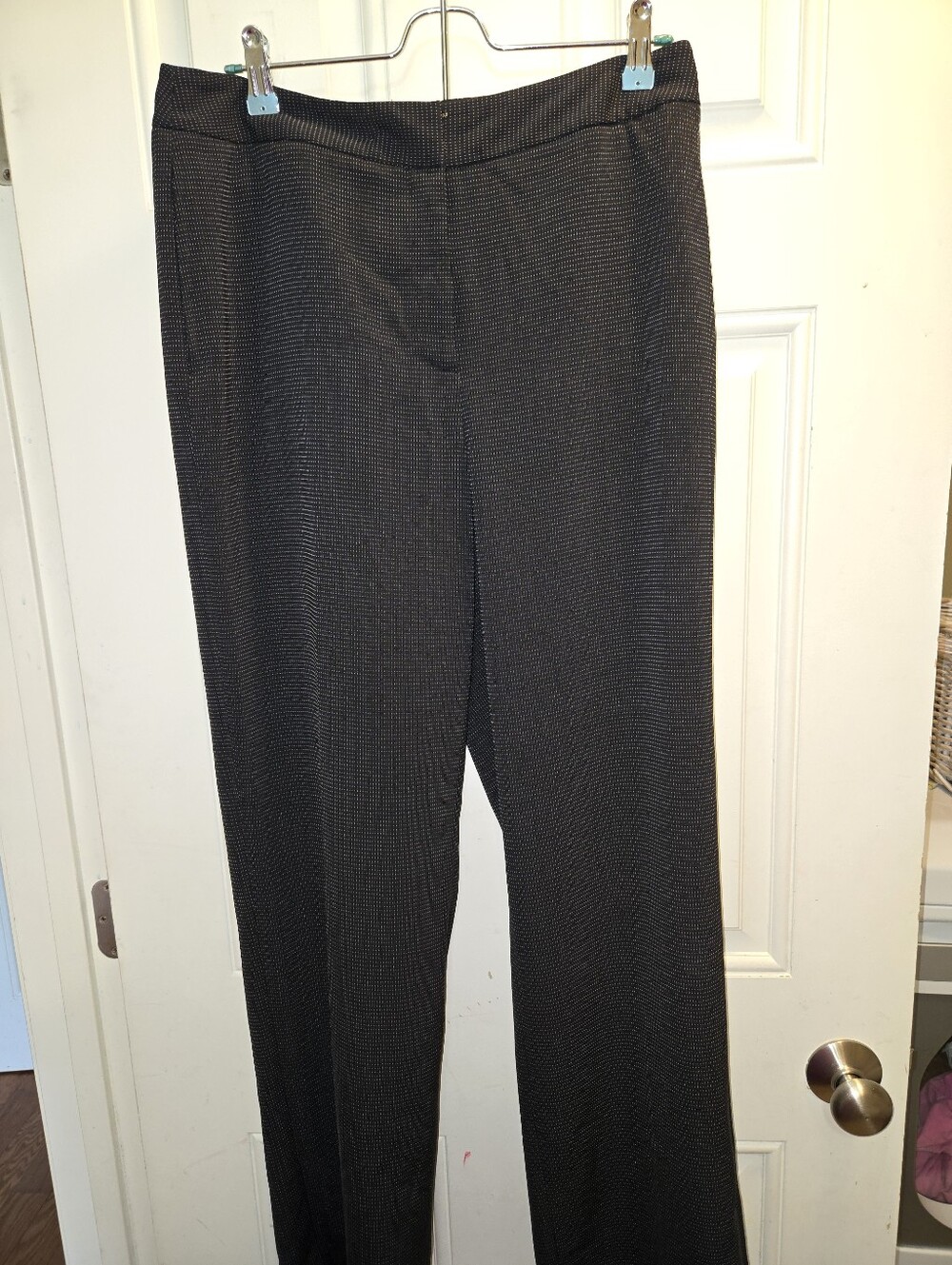 Rafaella Black Textured Straight-Leg Trousers